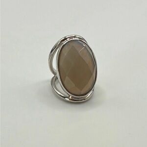 Lia Sophia Kiam Family Silver-Tone Oval Stone Statement Ring Size 6.5